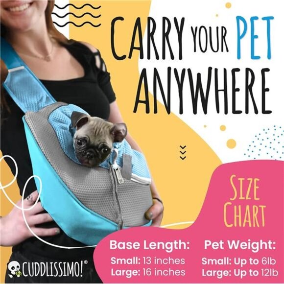 Pet Sling Carrier - Small Dog Puppy Cat Carrying Bag Purse Pouch-For Pooch Doggy - Picture 2 of 7